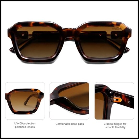 Retro Polarized Square Sunglasses Vintage Hexagon Shades main image 6